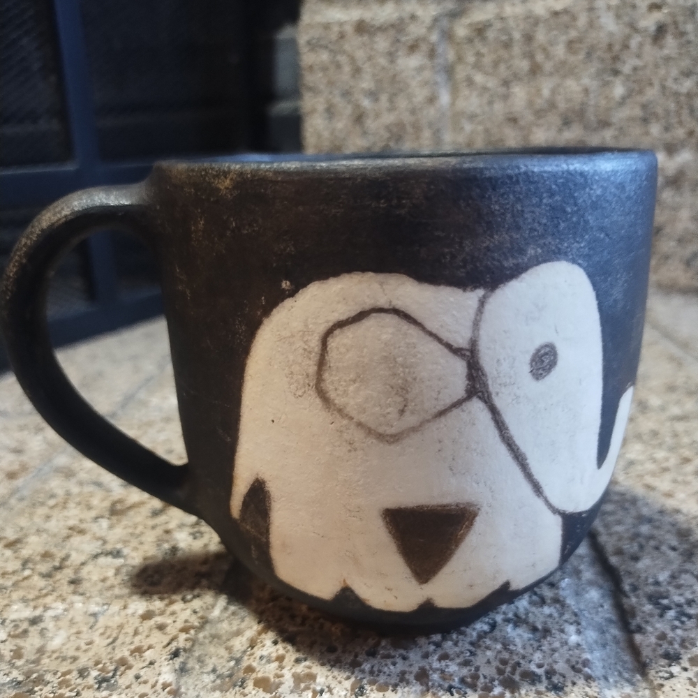 Pottery Mug Elephant Primitive Folkart Distressed